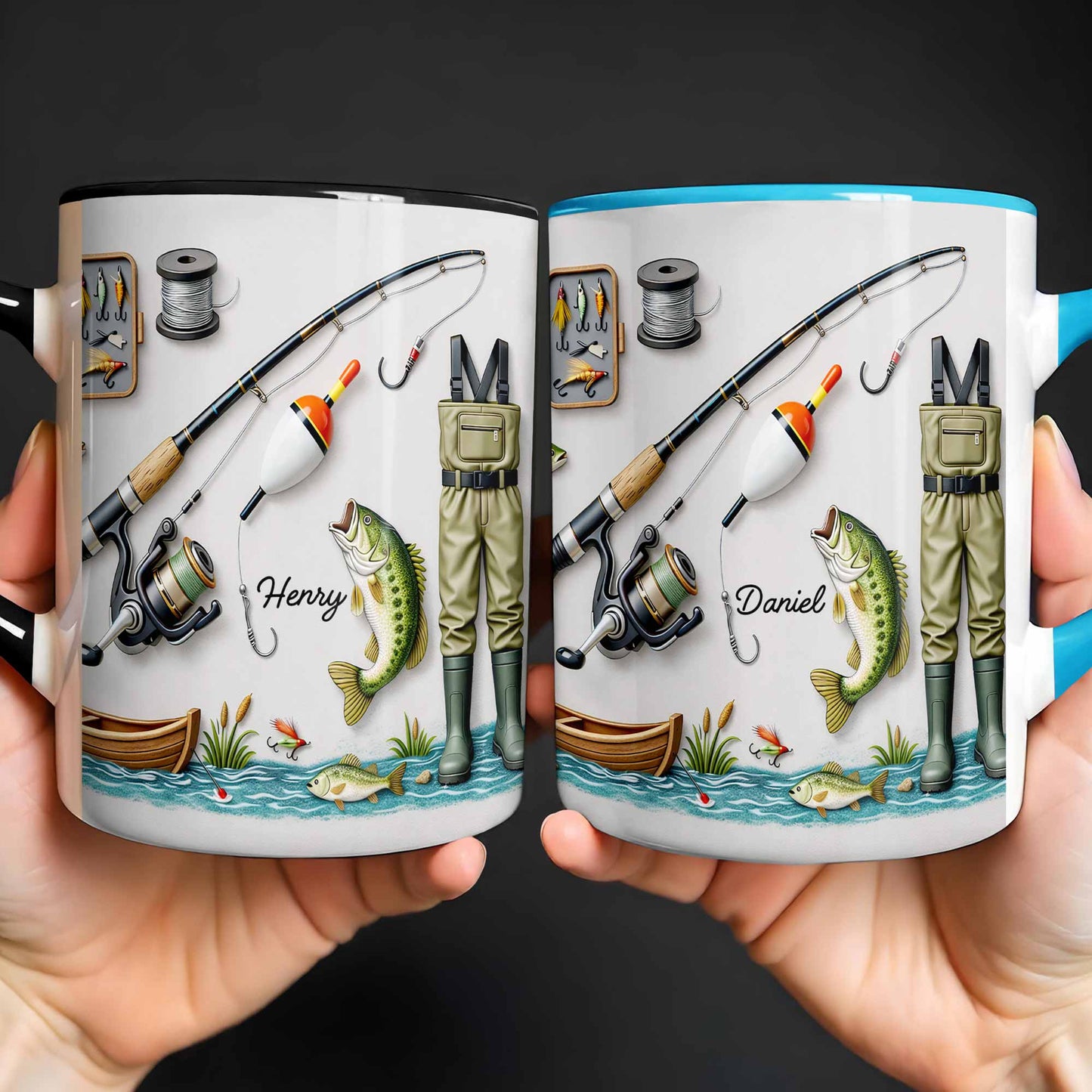 Life Is Better At The Lake Fishing Rod And Bass Fish - Personalized Custom Accent Mug - FISH009_AMUG