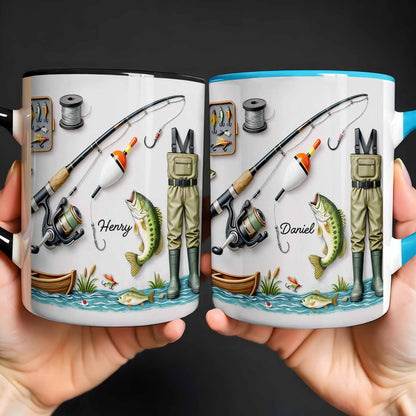 Life Is Better At The Lake Fishing Rod And Bass Fish - Personalized Custom Accent Mug - FISH009_AMUG