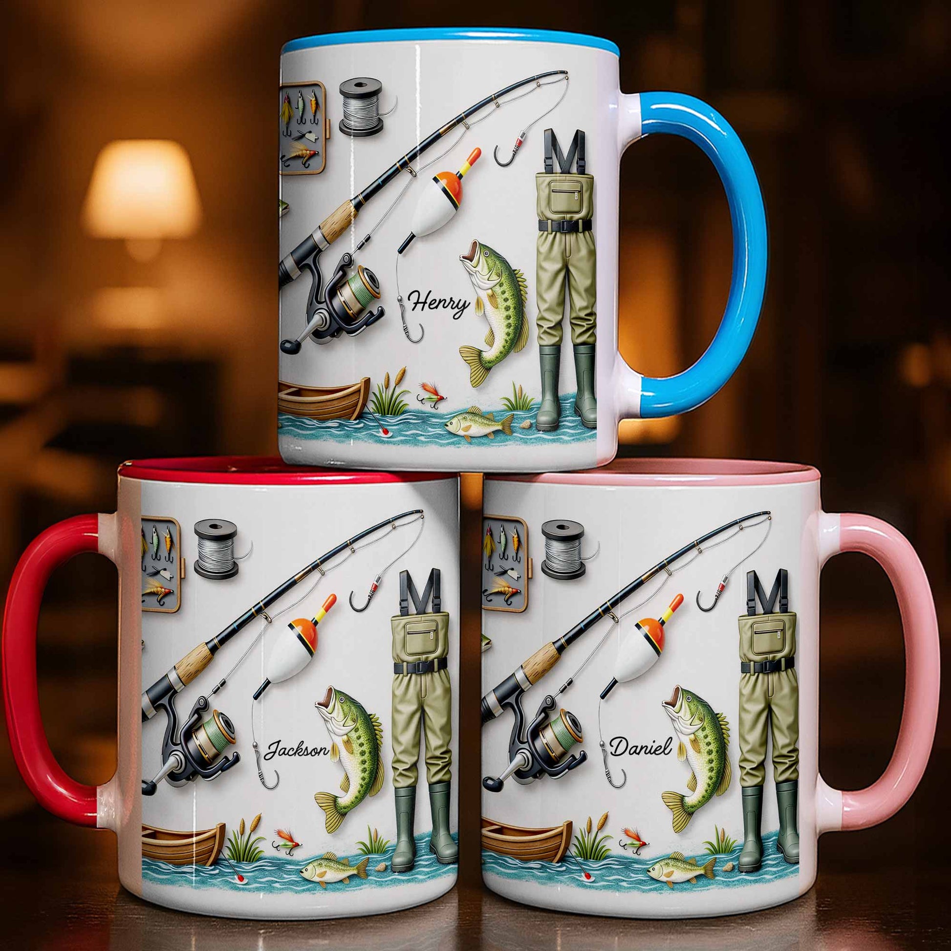 Life Is Better At The Lake Fishing Rod And Bass Fish - Personalized Custom Accent Mug - FISH009_AMUG
