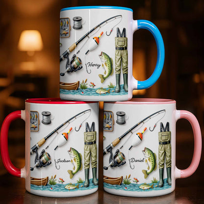 Life Is Better At The Lake Fishing Rod And Bass Fish - Personalized Custom Accent Mug - FISH009_AMUG