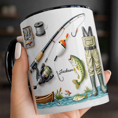 Life Is Better At The Lake Fishing Rod And Bass Fish - Personalized Custom Accent Mug - FISH009_AMUG