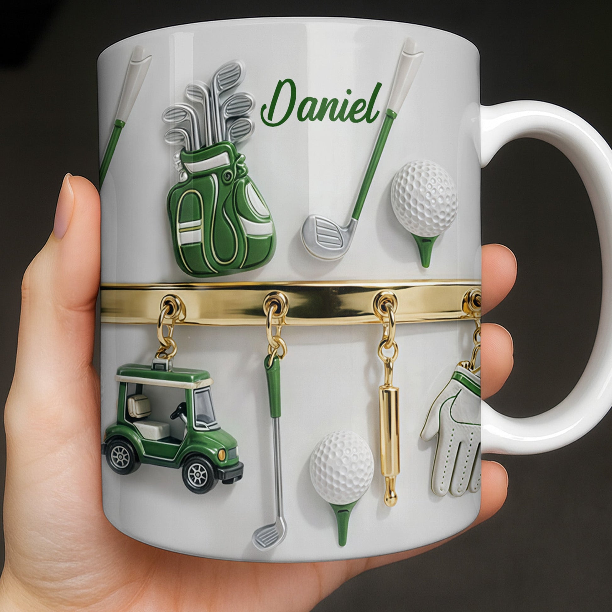 Customized Name, Golf Bag, Clubs, Balls, And Cart - Personalized Custom Coffee Mug - GOLF015_MG