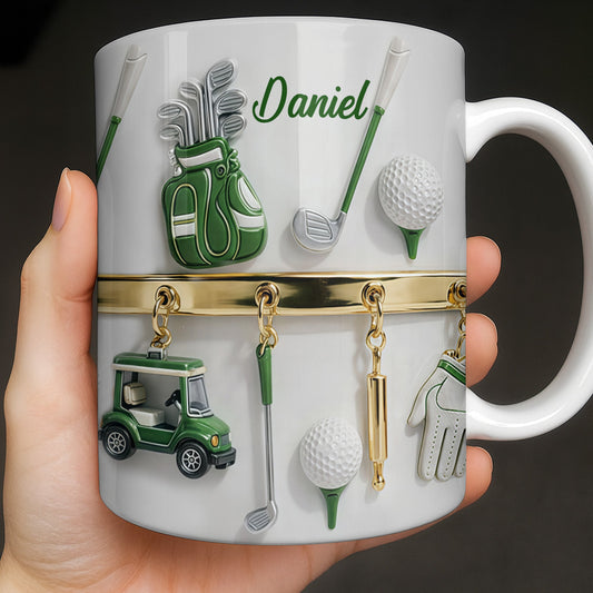 Customized Name, Golf Bag, Clubs, Balls, And Cart - Personalized Custom Coffee Mug - GOLF015_MG