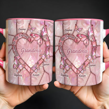 Blessed To Be Called Grandma, Butterflies And Heart - Personalized Custom Accent Mug - GRM103_AMUG