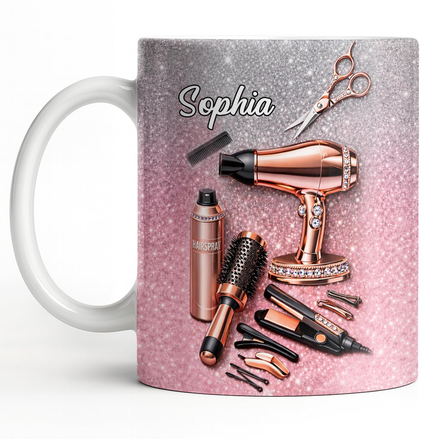 Glamorous Hair Stylist Dream With Hair Dryer And Scissors - Personalized Custom Coffee Mug - HAIR001_MG