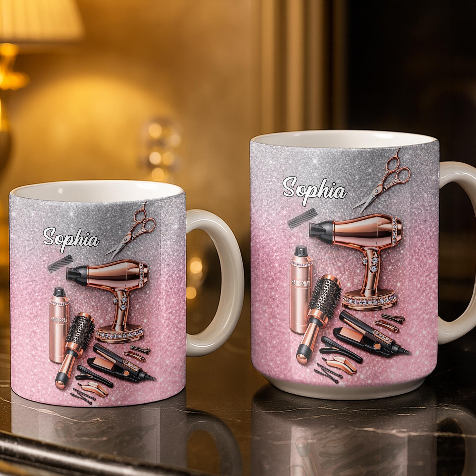 Glamorous Hair Stylist Dream With Hair Dryer And Scissors - Personalized Custom Coffee Mug - HAIR001_MG