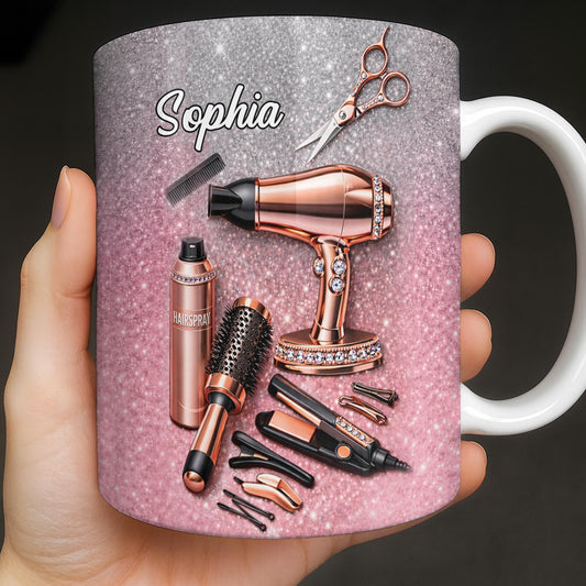 Glamorous Hair Stylist Dream With Hair Dryer And Scissors - Personalized Custom Coffee Mug - HAIR001_MG
