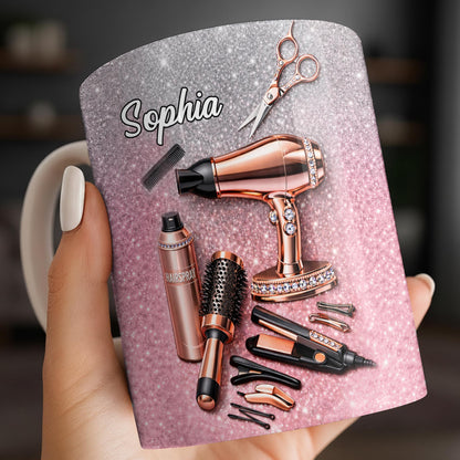 Glamorous Hair Stylist Dream With Hair Dryer And Scissors - Personalized Custom Coffee Mug - HAIR001_MG