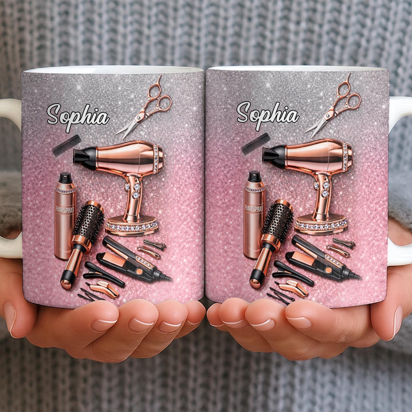 Glamorous Hair Stylist Dream With Hair Dryer And Scissors - Personalized Custom Coffee Mug - HAIR001_MG