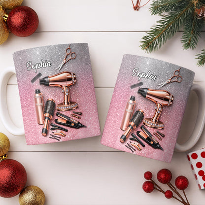Glamorous Hair Stylist Dream With Hair Dryer And Scissors - Personalized Custom Coffee Mug - HAIR001_MG