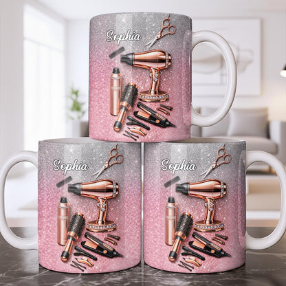Glamorous Hair Stylist Dream With Hair Dryer And Scissors - Personalized Custom Coffee Mug - HAIR001_MG