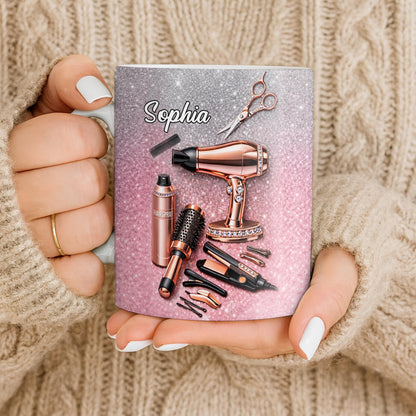 Glamorous Hair Stylist Dream With Hair Dryer And Scissors - Personalized Custom Coffee Mug - HAIR001_MG