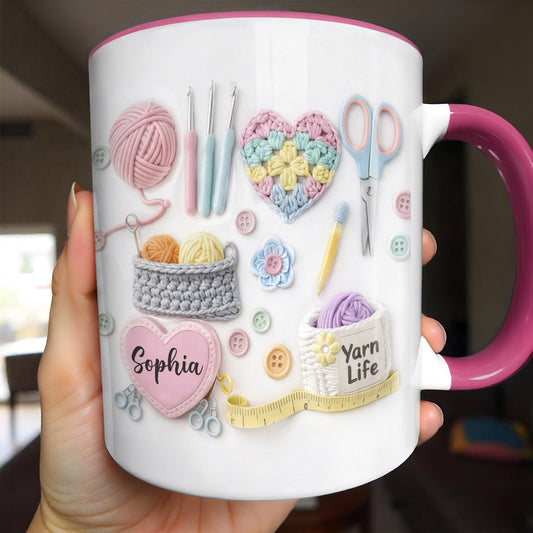 Yarn Life, Crochet Essentials Design - Personalized Custom Accent Mug - HAND005_AMUG