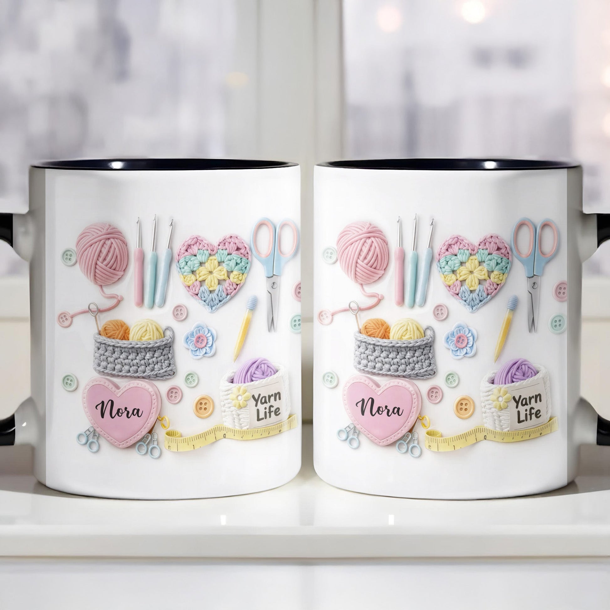 Yarn Life, Crochet Essentials Design - Personalized Custom Accent Mug - HAND005_AMUG