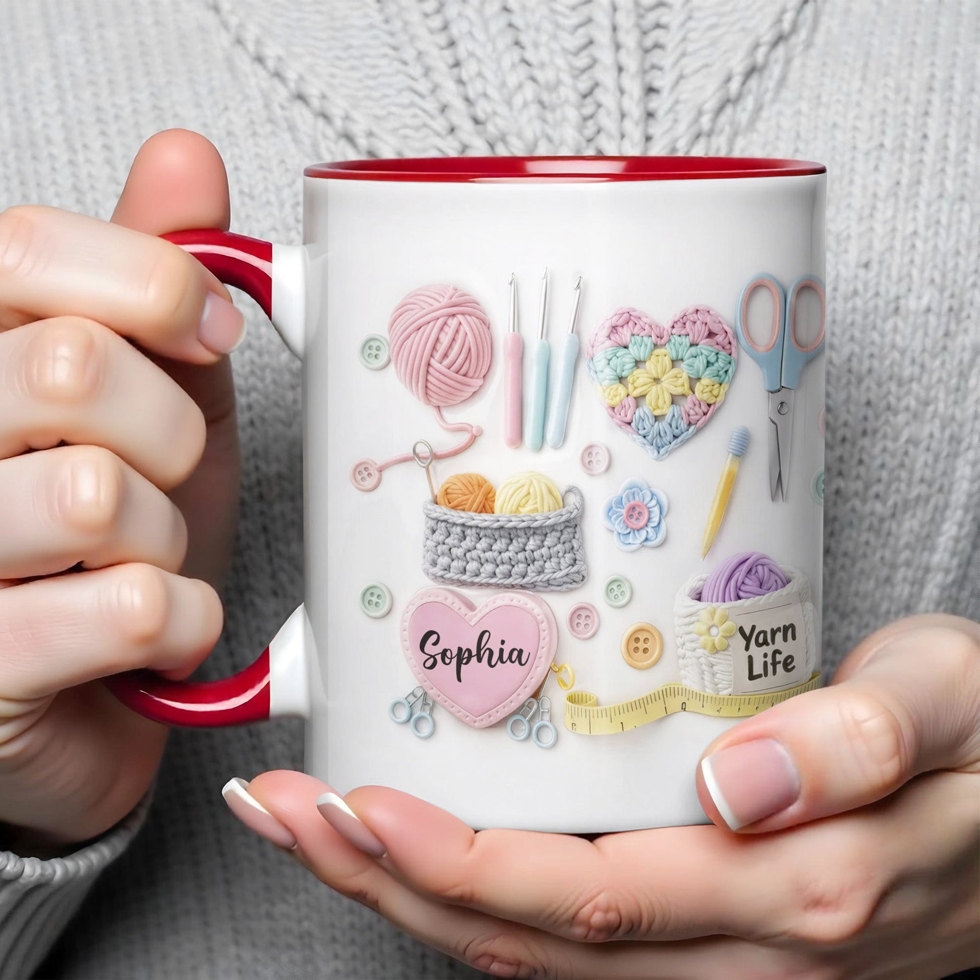 Yarn Life, Crochet Essentials Design - Personalized Custom Accent Mug - HAND005_AMUG