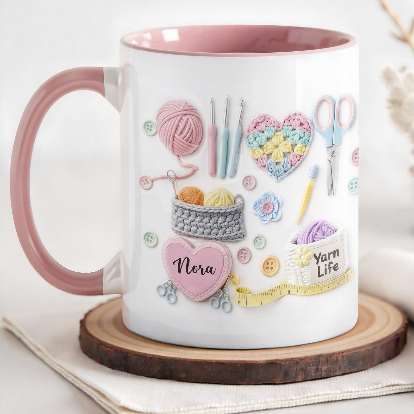 Yarn Life, Crochet Essentials Design - Personalized Custom Accent Mug - HAND005_AMUG