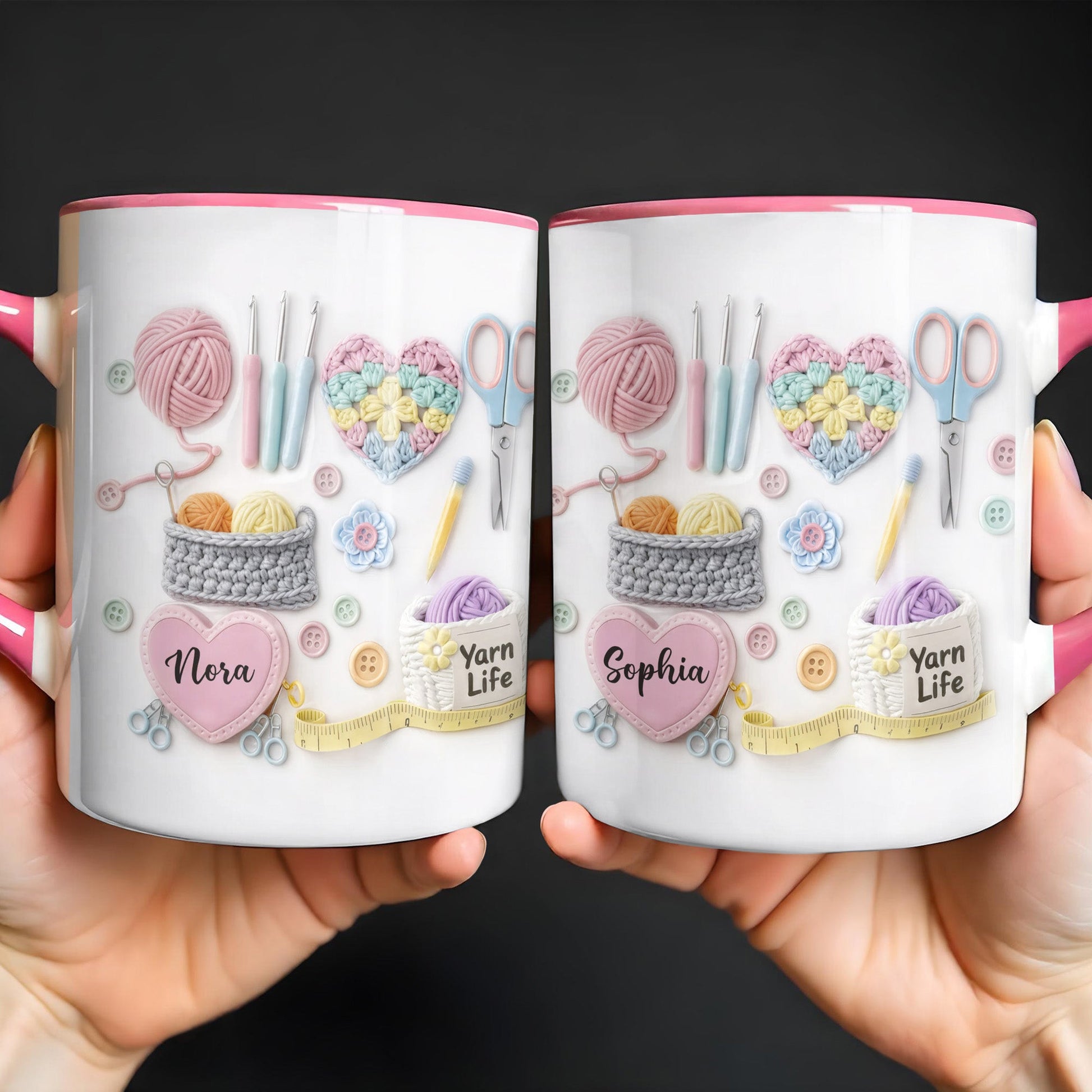 Yarn Life, Crochet Essentials Design - Personalized Custom Accent Mug - HAND005_AMUG