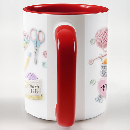 Yarn Life, Crochet Essentials Design - Personalized Custom Accent Mug - HAND005_AMUG