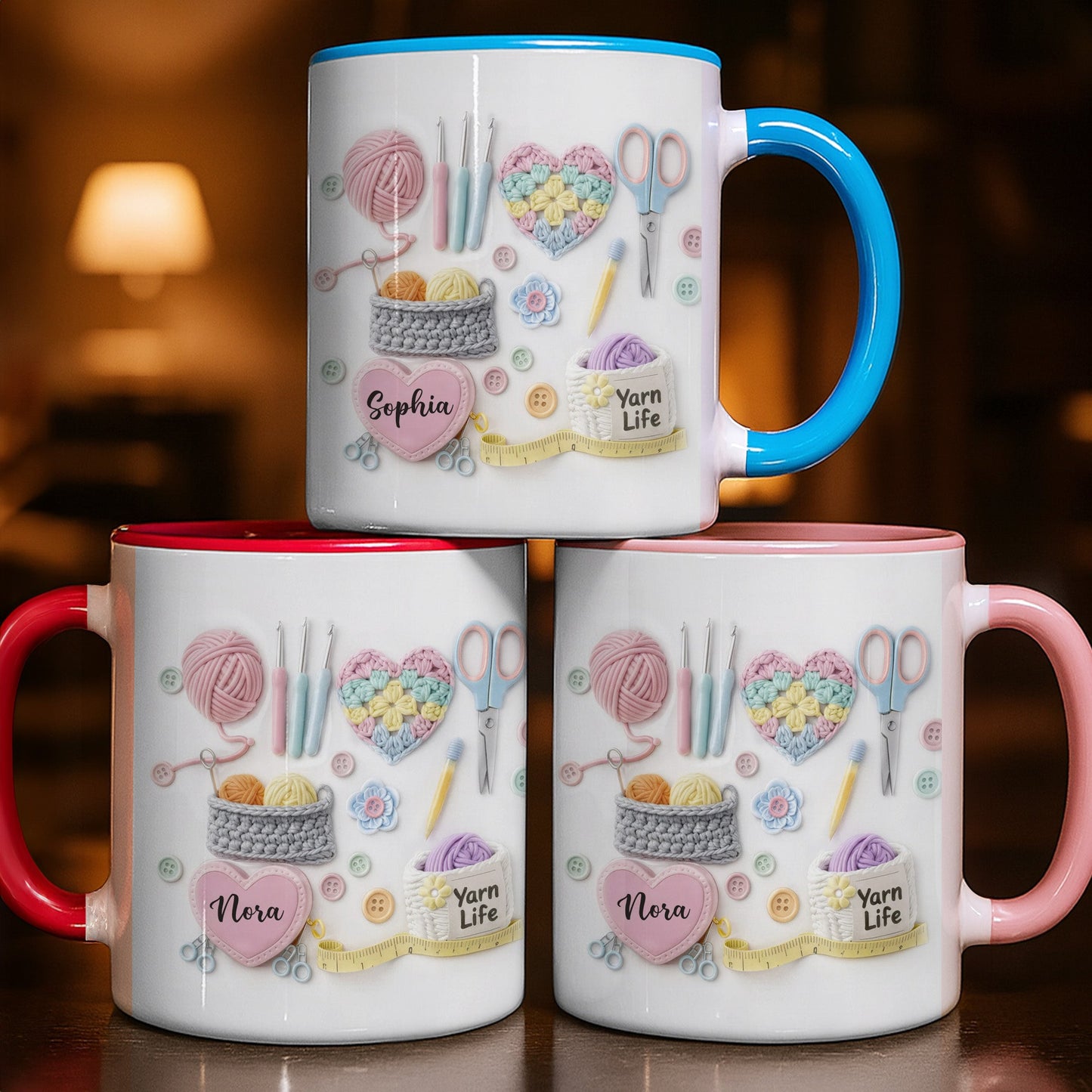 Yarn Life, Crochet Essentials Design - Personalized Custom Accent Mug - HAND005_AMUG