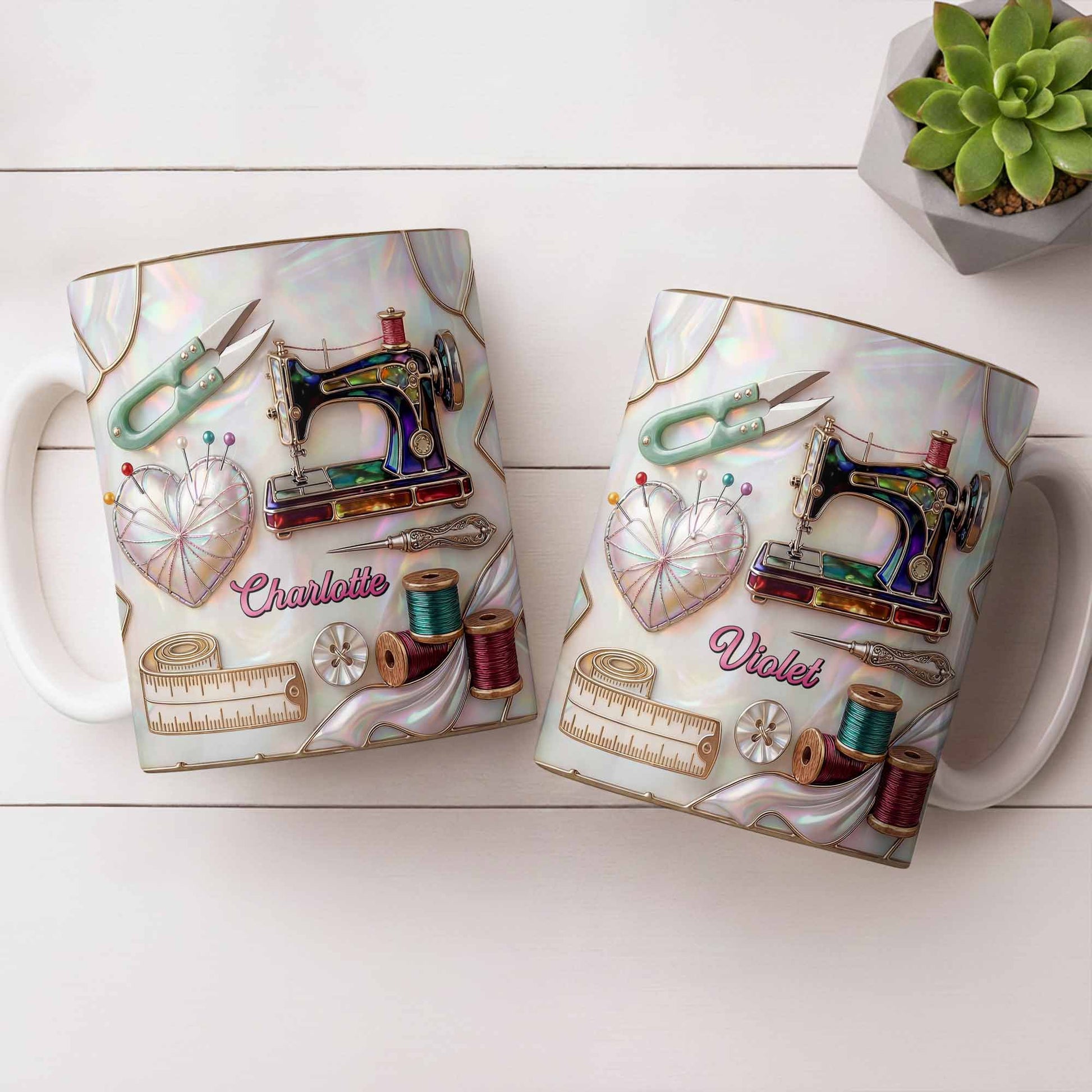 Handicraft Is Where The Heart Is Sewing Machine And Mother Of Pearl Mosaic - Personalized Custom Coffee Mug - HAND070_MG