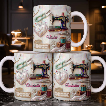 Handicraft Is Where The Heart Is Sewing Machine And Mother Of Pearl Mosaic - Personalized Custom Coffee Mug - HAND070_MG