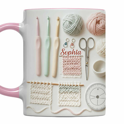 Sophia, Yarn Balls, Knitting Needles, Crochet Hooks - Personalized Custom Accent Mug - HOB002_AMUG