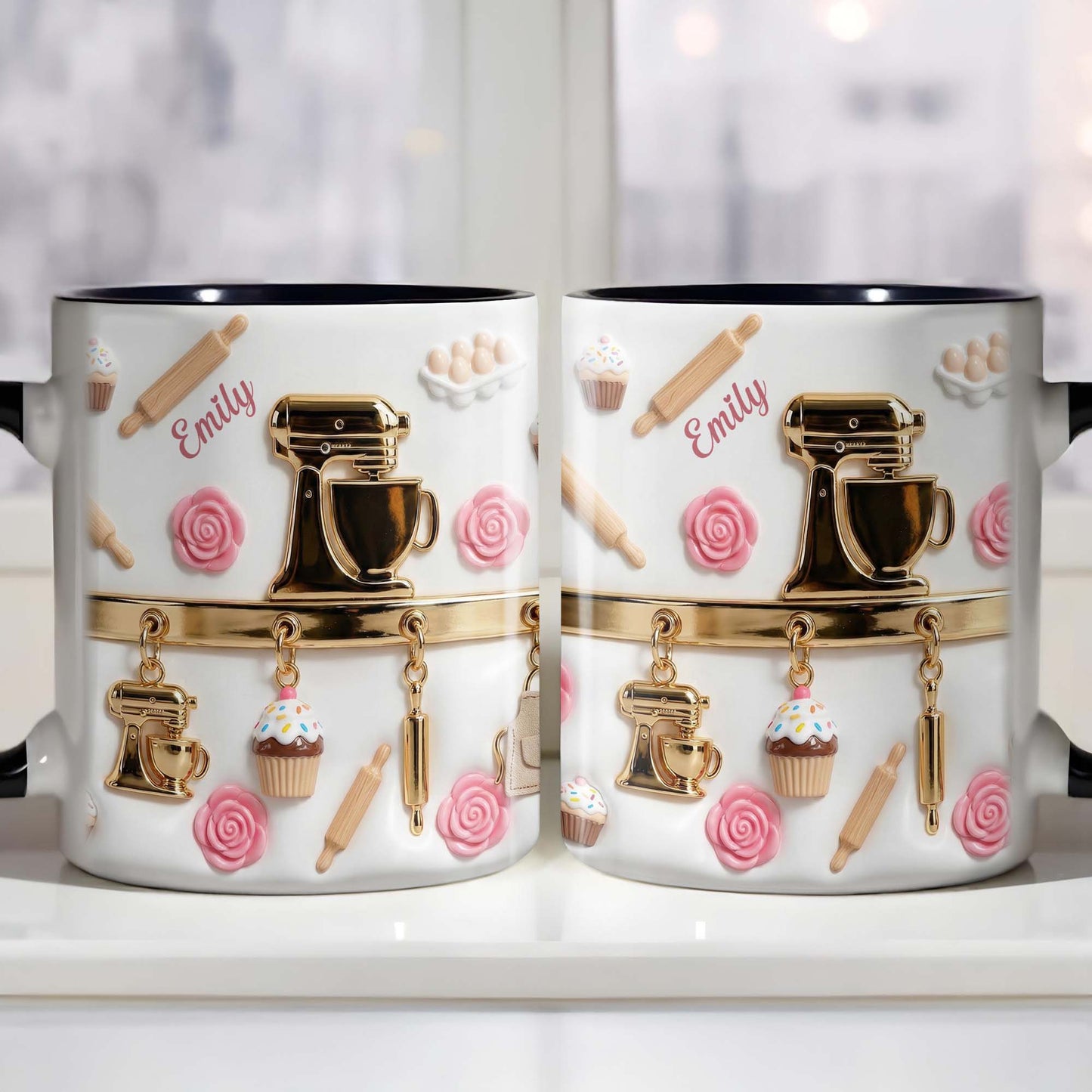 For Those Who Delight In Baking, Mixer, Cupcake, Whisk - Personalized Custom Accent Mug - HOB003_AMUG