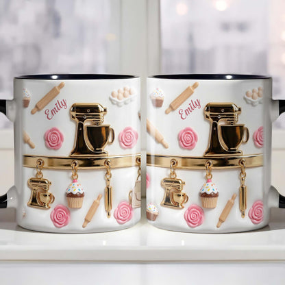 For Those Who Delight In Baking, Mixer, Cupcake, Whisk - Personalized Custom Accent Mug - HOB003_AMUG