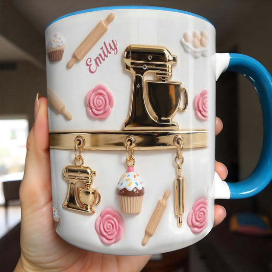 For Those Who Delight In Baking, Mixer, Cupcake, Whisk - Personalized Custom Accent Mug - HOB003_AMUG