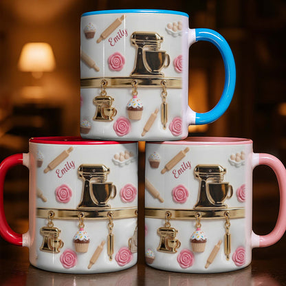 For Those Who Delight In Baking, Mixer, Cupcake, Whisk - Personalized Custom Accent Mug - HOB003_AMUG