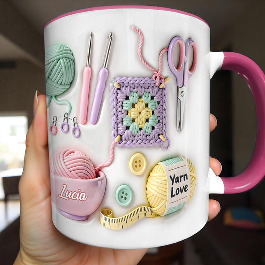 Celebrate Your Yarn Love With Yarn Balls And Crochet Hooks - Personalized Custom Accent Mug - HOB007_AMUG