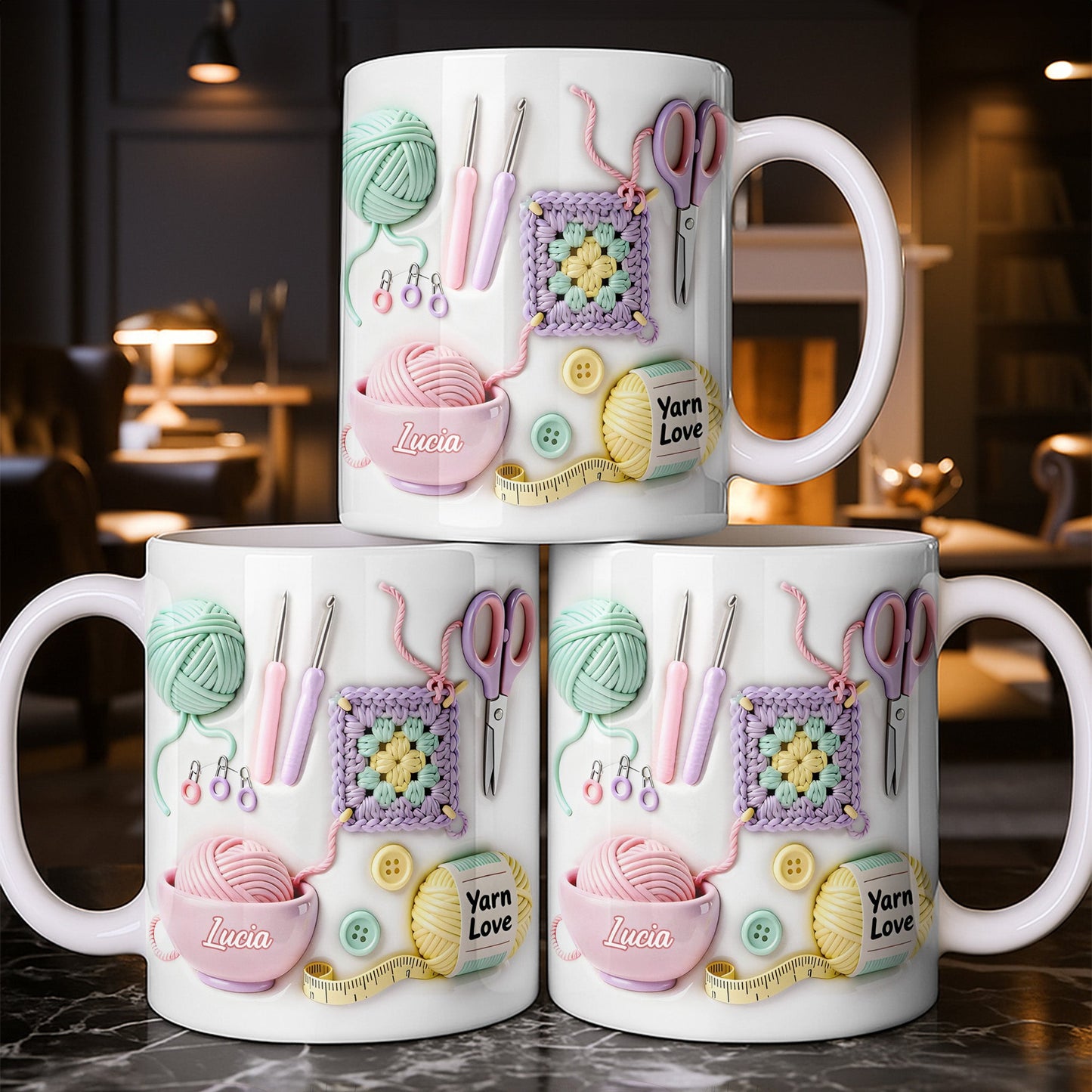 Celebrate Your Love For Crafting With Yarn And Needles - Personalized Custom Coffee Mug - HOB007_MG