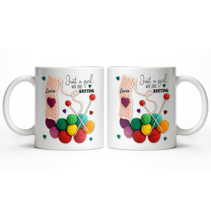 Just A Girl Who Loves Knitting - Personalized Custom Coffee Mug - HOB011_MG