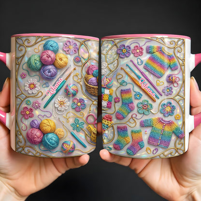 To [Recipient], Craft Your Own World With Yarn And Needles - Personalized Custom Accent Mug - HOB021_AMUG