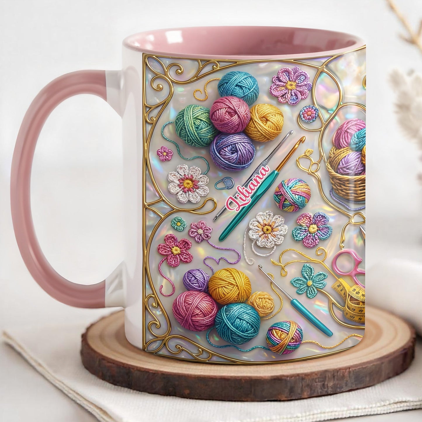 To [Recipient], Craft Your Own World With Yarn And Needles - Personalized Custom Accent Mug - HOB021_AMUG