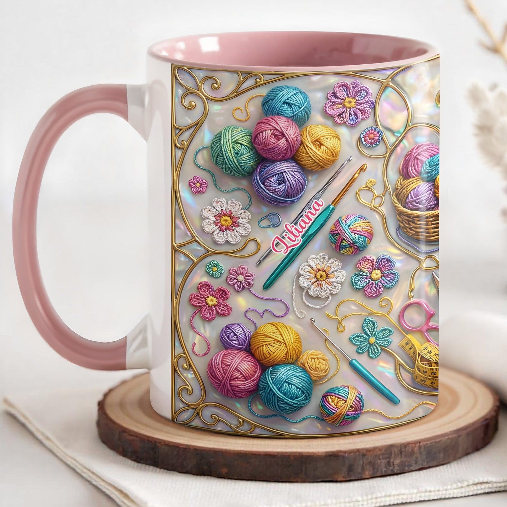 To [Recipient], Craft Your Own World With Yarn And Needles - Personalized Custom Accent Mug - HOB021_AMUG