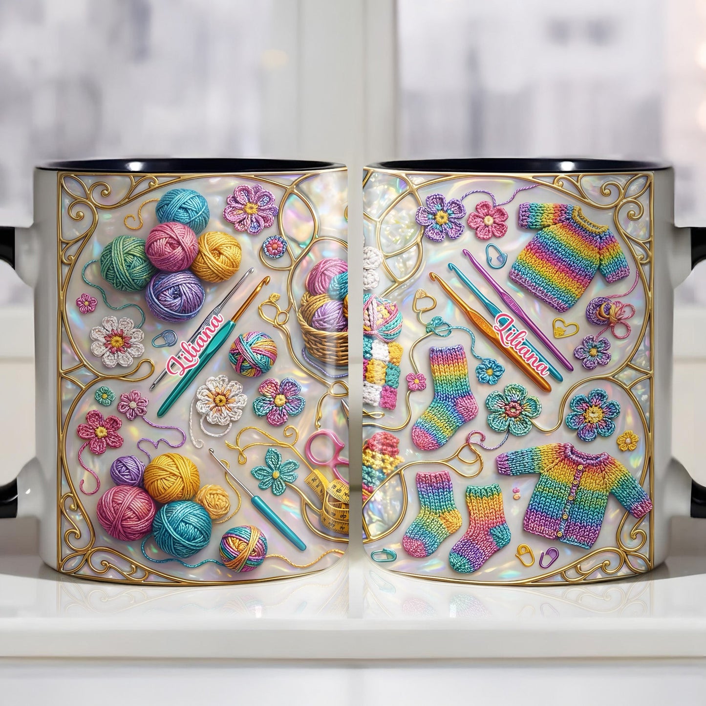 To [Recipient], Craft Your Own World With Yarn And Needles - Personalized Custom Accent Mug - HOB021_AMUG