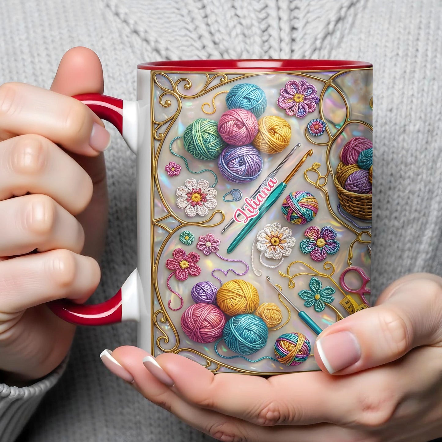 To [Recipient], Craft Your Own World With Yarn And Needles - Personalized Custom Accent Mug - HOB021_AMUG