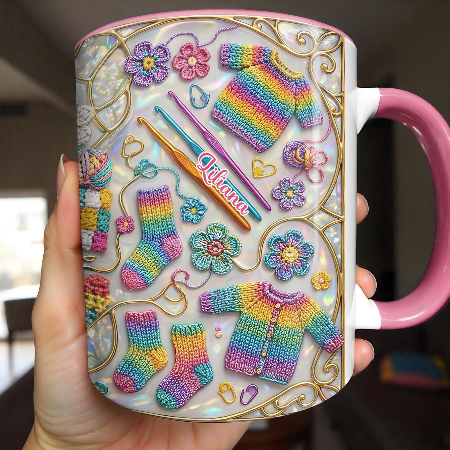 To [Recipient], Craft Your Own World With Yarn And Needles - Personalized Custom Accent Mug - HOB021_AMUG