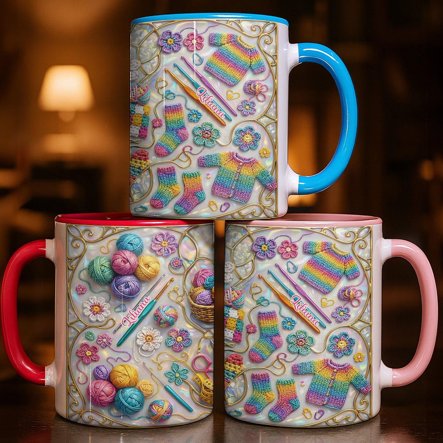 To [Recipient], Craft Your Own World With Yarn And Needles - Personalized Custom Accent Mug - HOB021_AMUG
