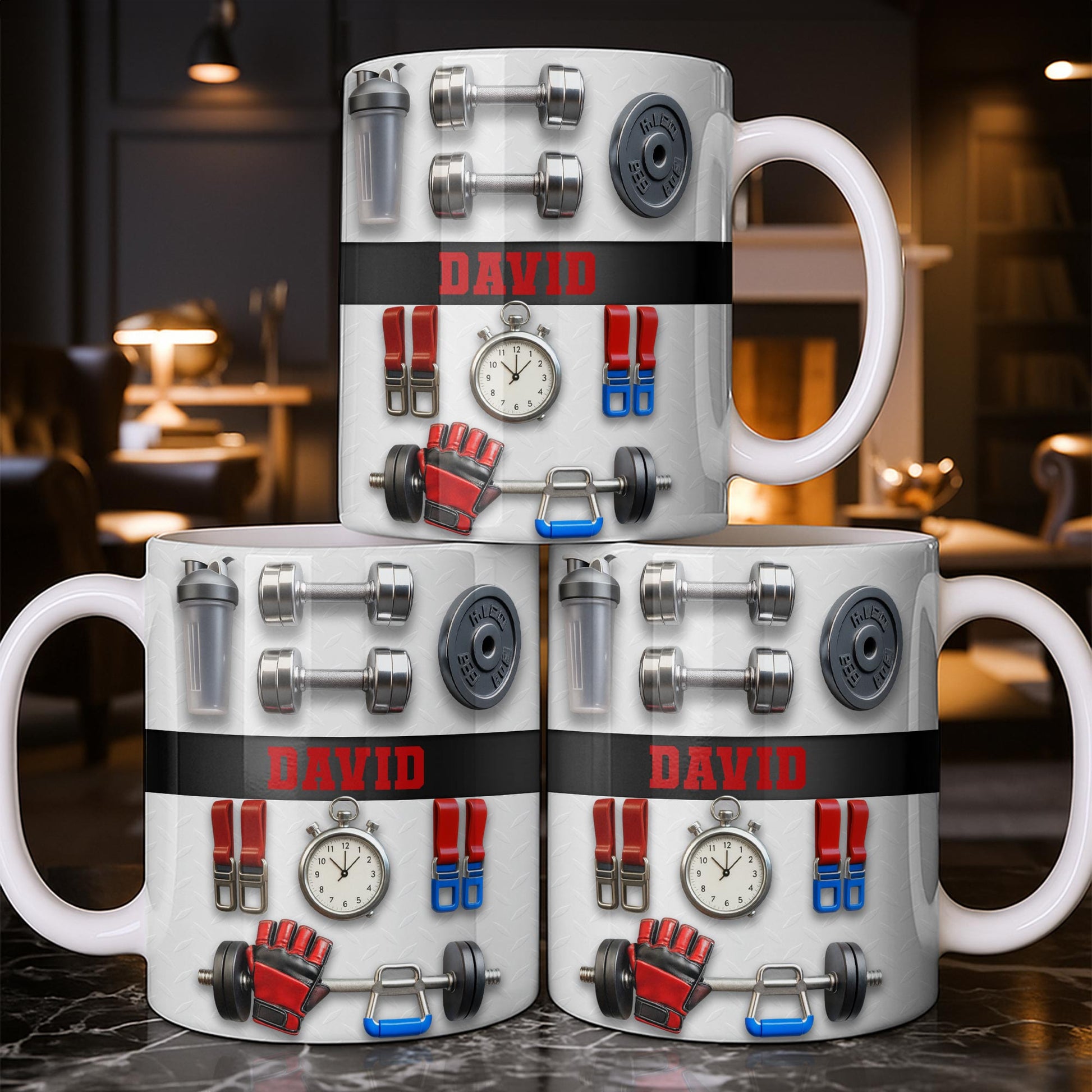 Customize With Your Special Name And Fitness Gear - Personalized Custom Coffee Mug - HOB035_MG