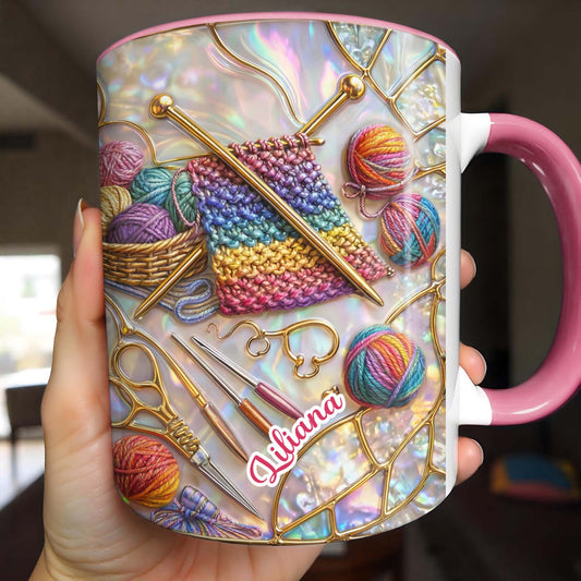 Crafting A Personalized Masterpiece With Knitting And Sewing Tools - Personalized Custom Accent Mug - HOB042_AMUG