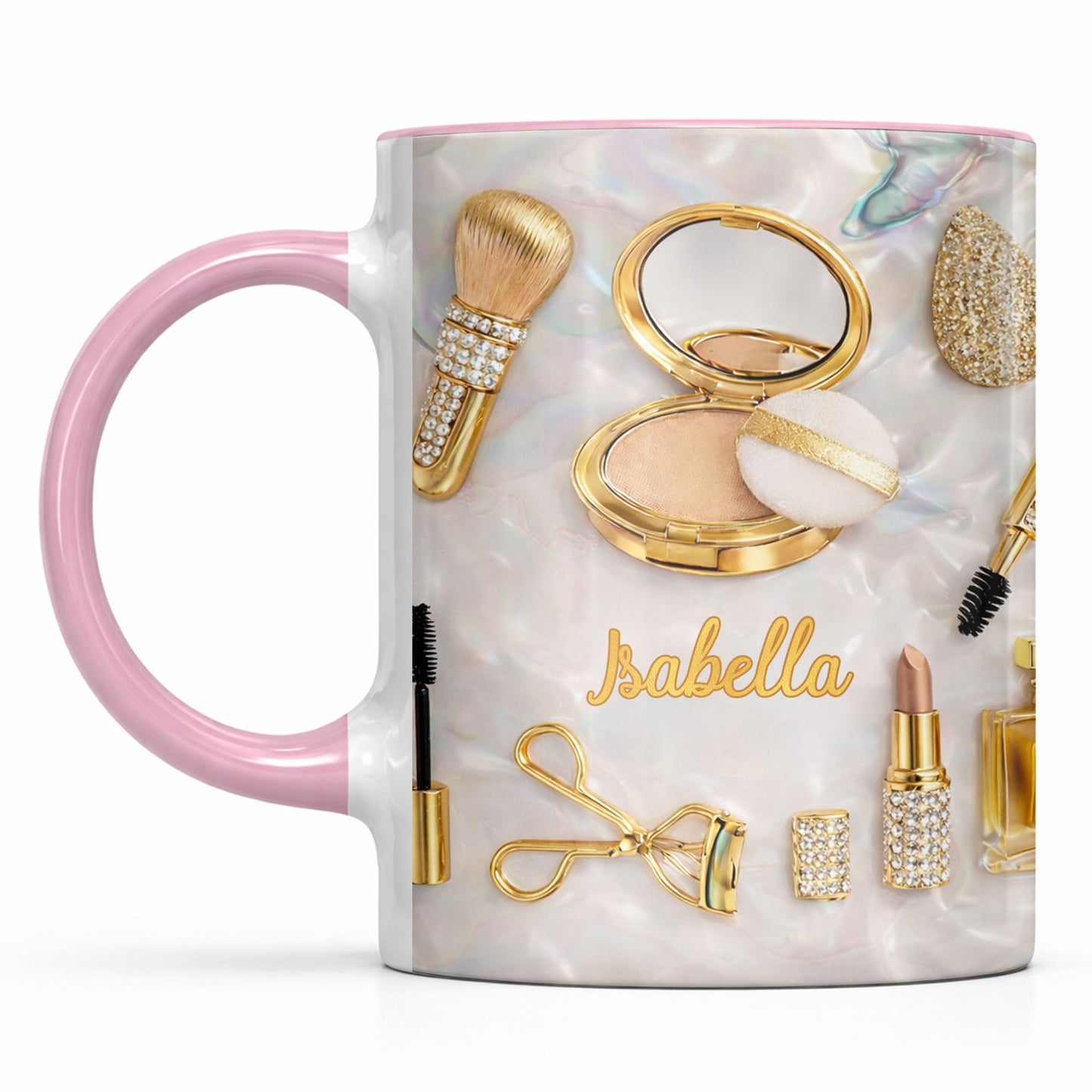 Stay Fabulous With Glamorous Makeup Essentials And Gold Cosmetics - Personalized Custom Accent Mug - HOB093_AMUG