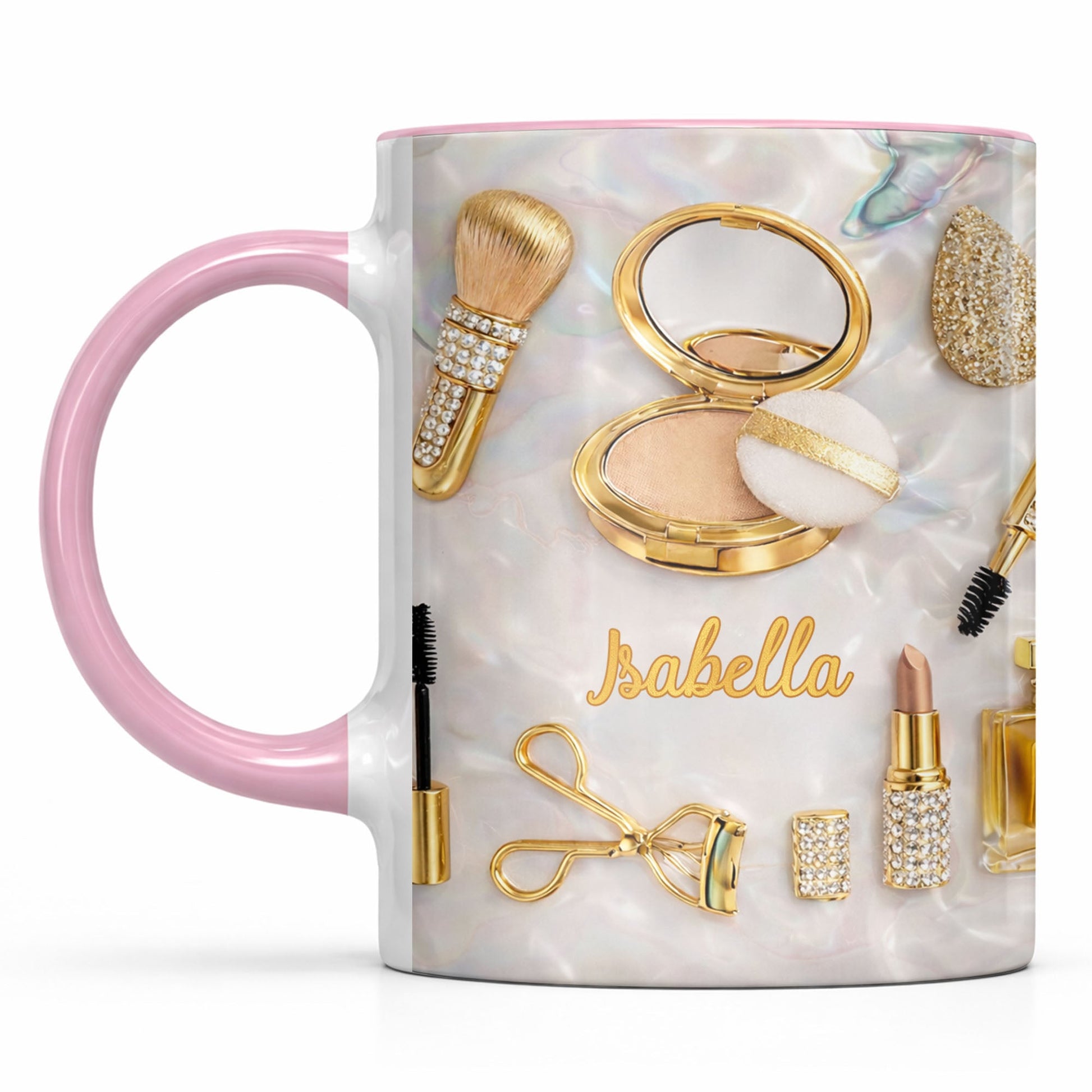 Stay Fabulous With Glamorous Makeup Essentials And Gold Cosmetics - Personalized Custom Accent Mug - HOB093_AMUG