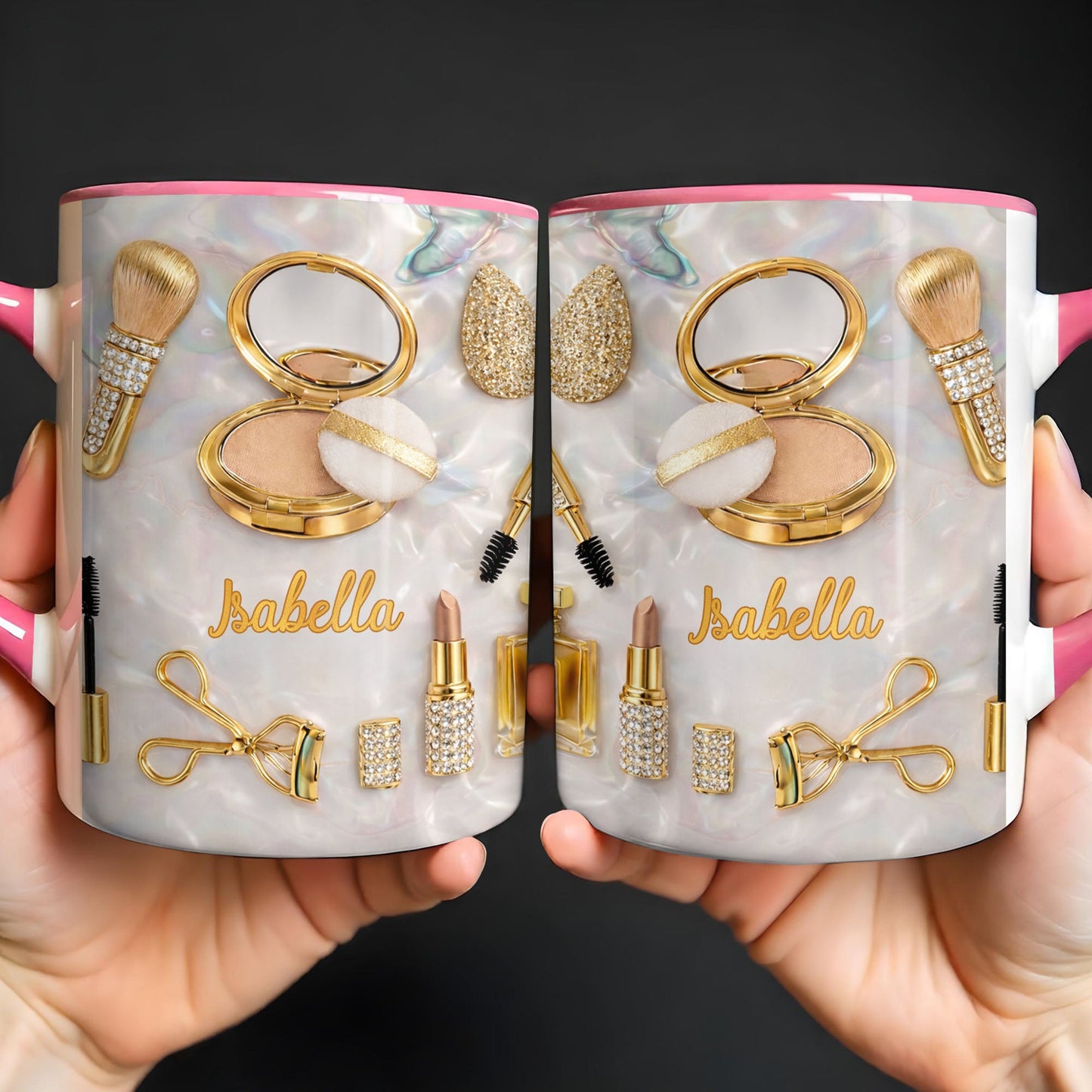 Stay Fabulous With Glamorous Makeup Essentials And Gold Cosmetics - Personalized Custom Accent Mug - HOB093_AMUG