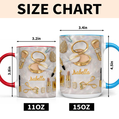 Stay Fabulous With Glamorous Makeup Essentials And Gold Cosmetics - Personalized Custom Accent Mug - HOB093_AMUG