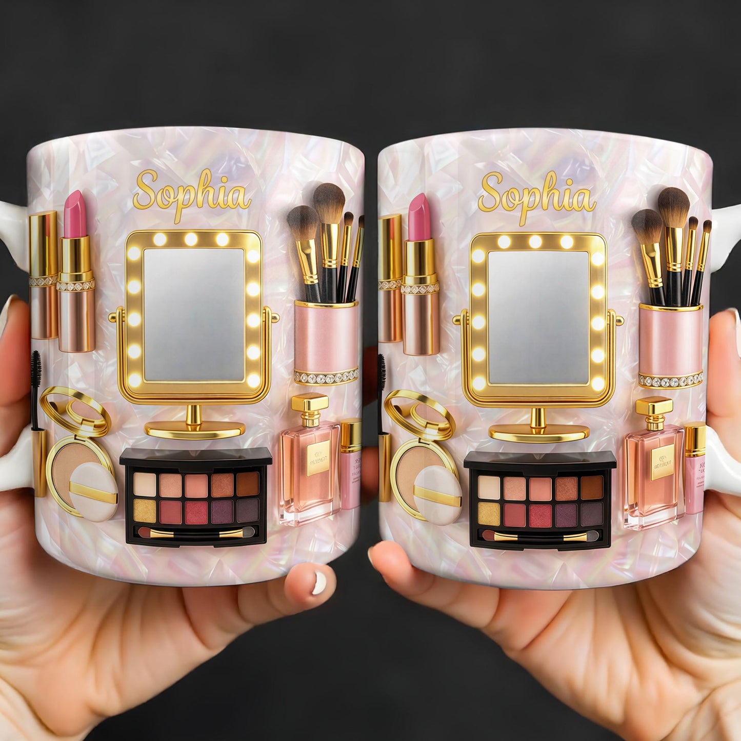 Beauty Is Being Yourself Makeup Mirror And Cosmetic Accessories - Personalized Custom Coffee Mug - HOB176_MG
