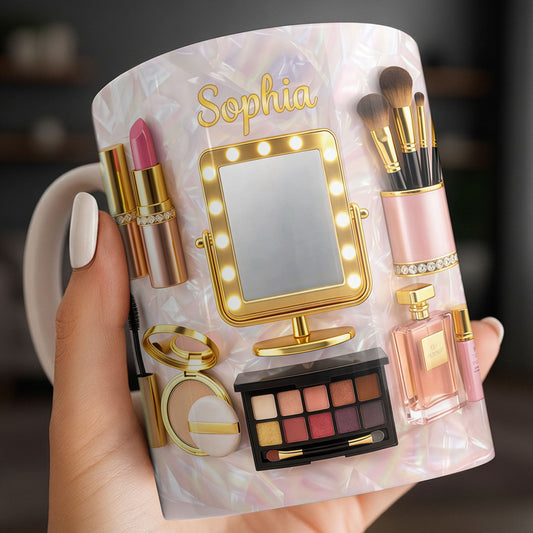 Beauty Is Being Yourself Makeup Mirror And Cosmetic Accessories - Personalized Custom Coffee Mug - HOB176_MG