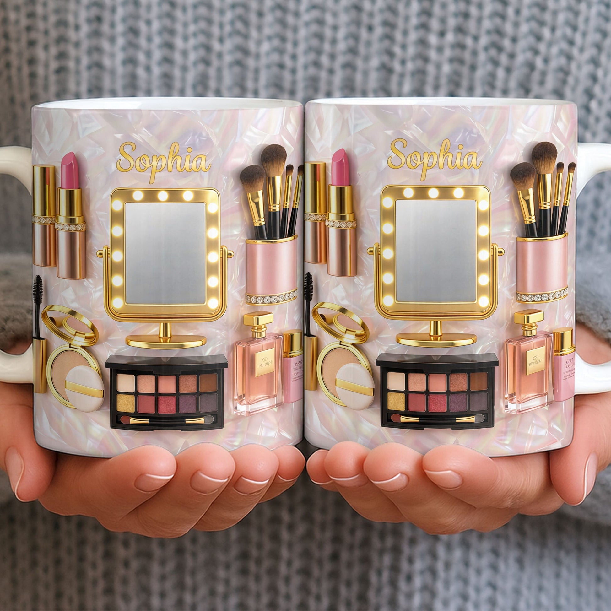 Beauty Is Being Yourself Makeup Mirror And Cosmetic Accessories - Personalized Custom Coffee Mug - HOB176_MG