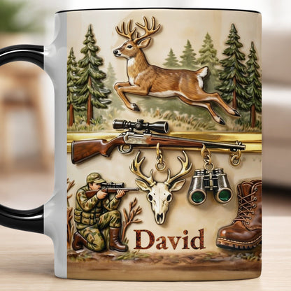 Capture The Thrill Of The Hunt With Deer And Rifle - Personalized Custom Accent Mug - HTG006_AMUG